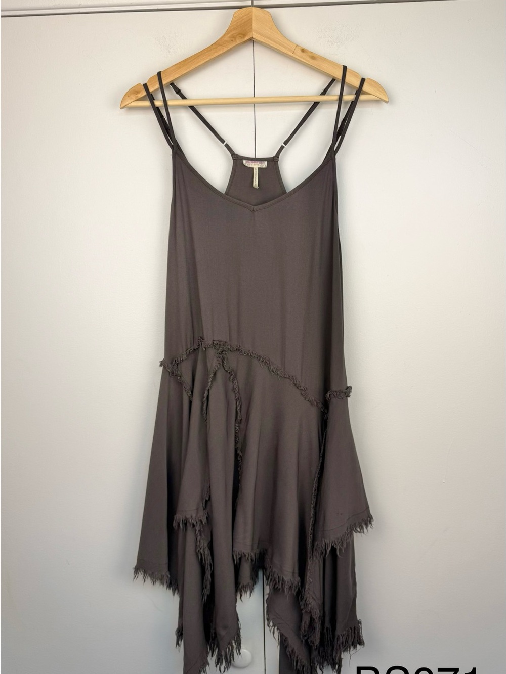 Free People Tattered Up Shred Slip Dress Taupe XS